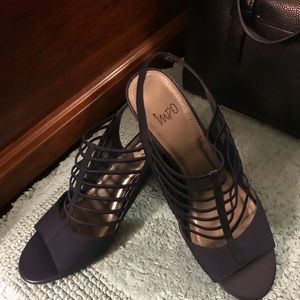 IMPO Navy Blue Micro-Fiber Strappy Sandals, Sz 9.5